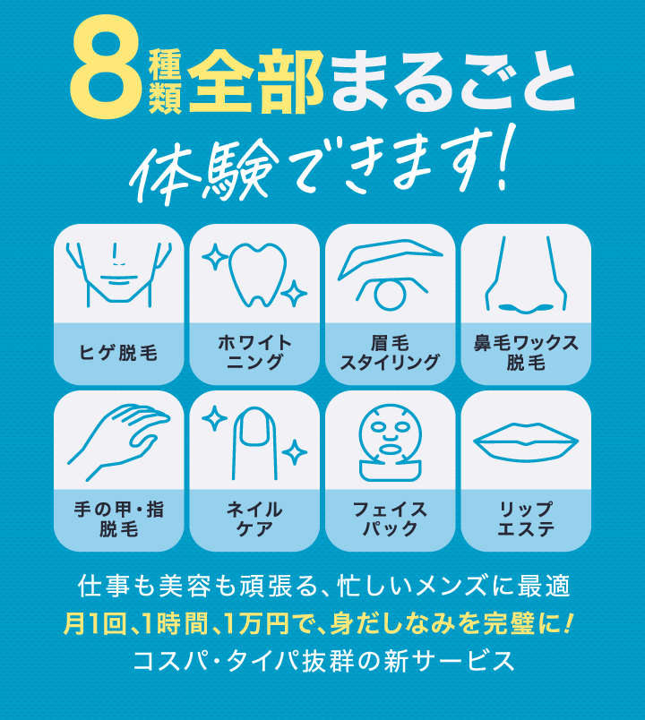 8種類のサービスが全部受けられる。